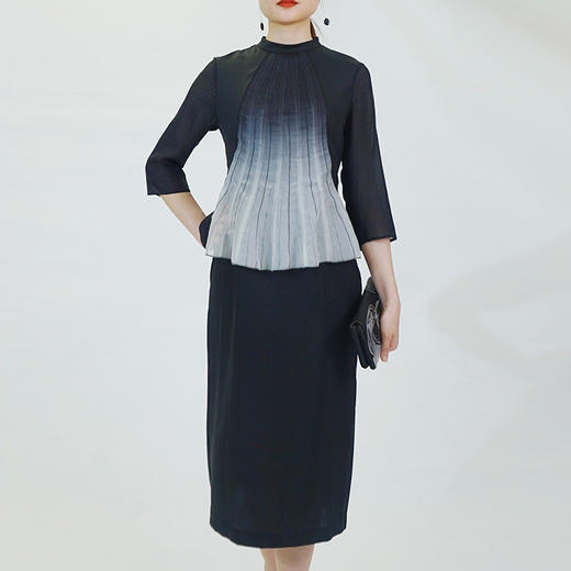 TANGY/天意春三系列莨绸拼接小礼服 商品图4