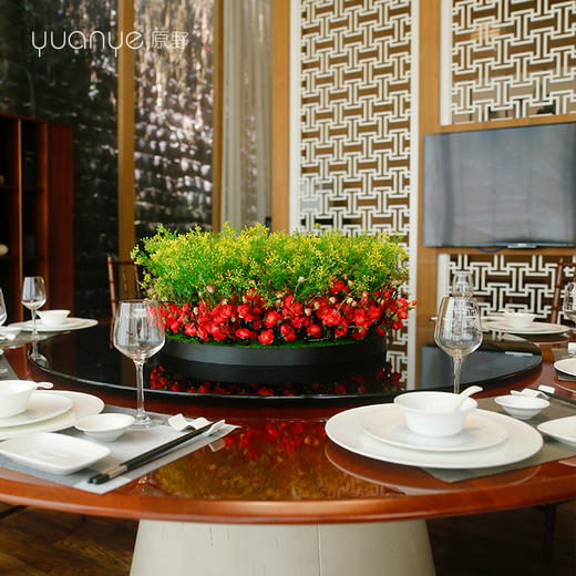 酒店餐桌花仿真花圆桌转盘桌面餐厅包厢新中式欧式轻奢摆设件 商品图2