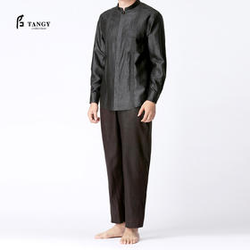 TANGY Collection/天意精品春夏新品原创设计男士线迹真丝莨绸衬衫