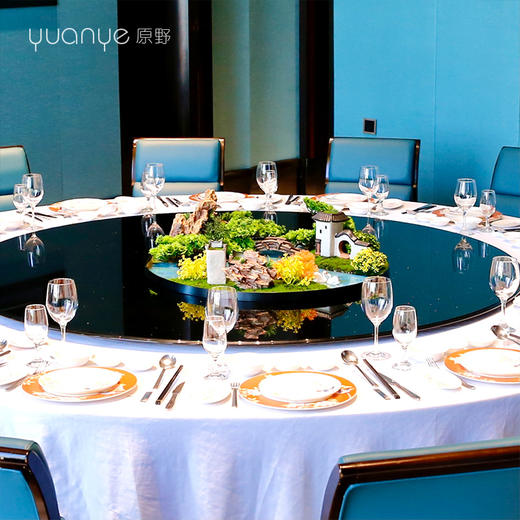 酒店餐桌花摆花仿真花新中式大圆桌装饰花摆件中间转盘微景观 商品图3