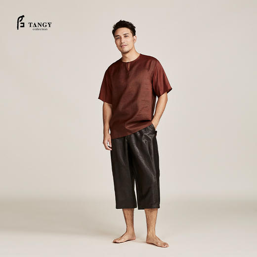 TANGY Collection/天意精品春夏新品男士真丝莨绸七分宽腿休闲裤 商品图0