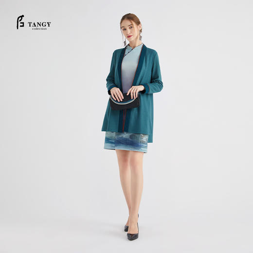 TANGY Collection/天意精品夏季新品芦野系列弹力羊毛呢拼莨外套 商品图3