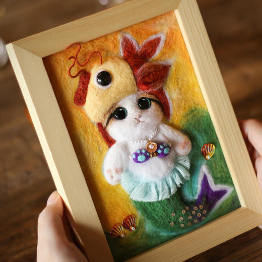 【羊毛毡新品】猫鱼锦鲤羊毛毡画diy材料包 商品图2