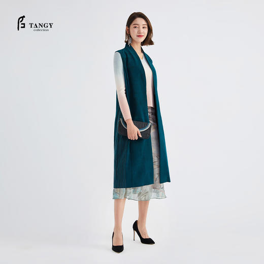 TANGY Collection/天意精品夏季新品芦野系列真丝莨绸长马夹 商品图1