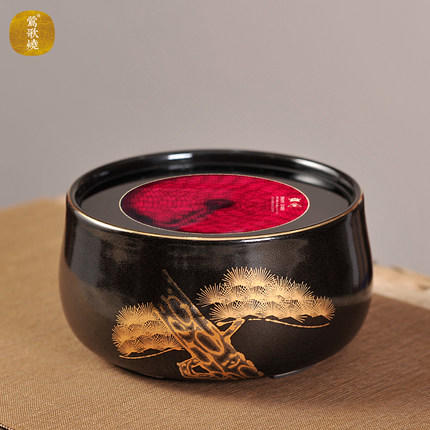 莺歌烧电陶炉 天目釉金松纹家用煮茶茶炉 台式小型铁壶银壶泡茶煮茶器 电陶炉 商品图2