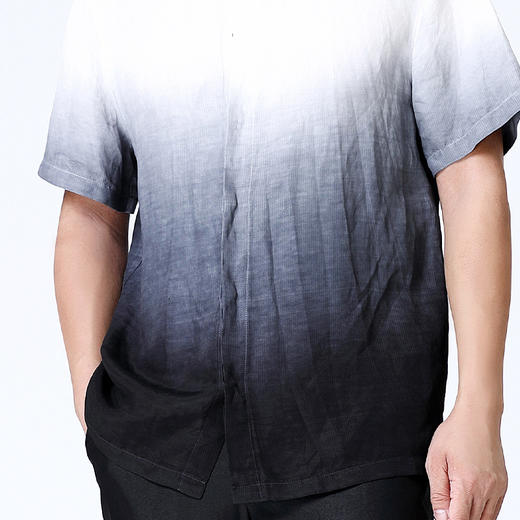 TANGY Collection/天意精品夏季新品听月系列男士麻纺吊染短袖衬衫 商品图3