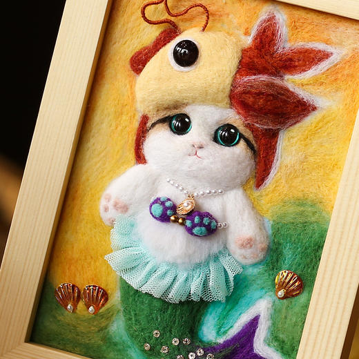 【羊毛毡新品】猫鱼锦鲤羊毛毡画diy材料包 商品图5