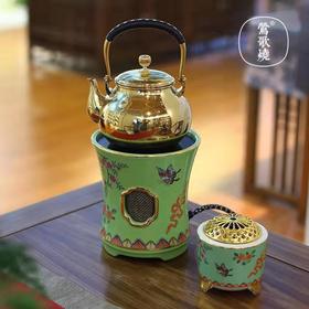 莺歌烧电陶炉家用煮茶茶炉小型铁壶银壶泡茶煮茶器蝴蝶珐琅小凉炉
