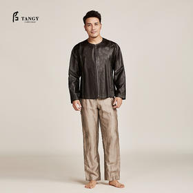 TANGY Collection/天意精品春秋新品香云纱短外套男士线迹莨绸夹克