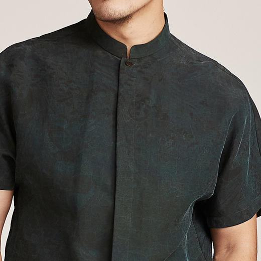 TANGY Collection/天意精品春夏新品中式立领莨绸浪纹印花男士上衣 商品图3