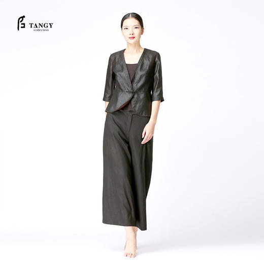 TANGY Collection/天意精品寻山系列春秋新品简约型真丝莨绸大筒裤 商品图0