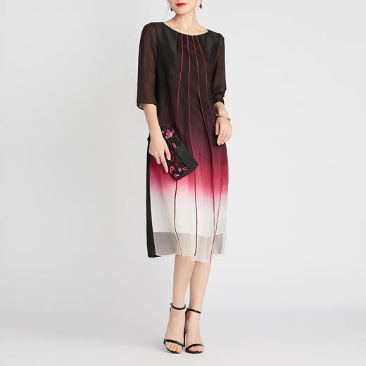 TANGY Collection/天意精品2021年春夏新品真丝线迹莨绸吊染连衣裙 商品图0