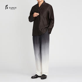 TANGY Collection/天意精品2021年春夏新品线迹莨绸长袖衬衫男装