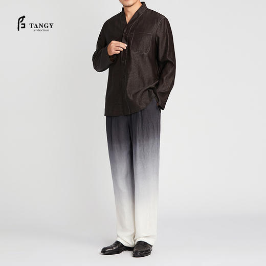 TANGY Collection/天意精品2021年春夏新品线迹莨绸长袖衬衫男装 商品图0