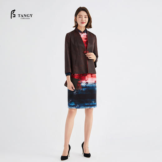 TANGY Collection/天意精品秋冬新品香云纱真丝中式盘扣莨绸短外套 商品图0