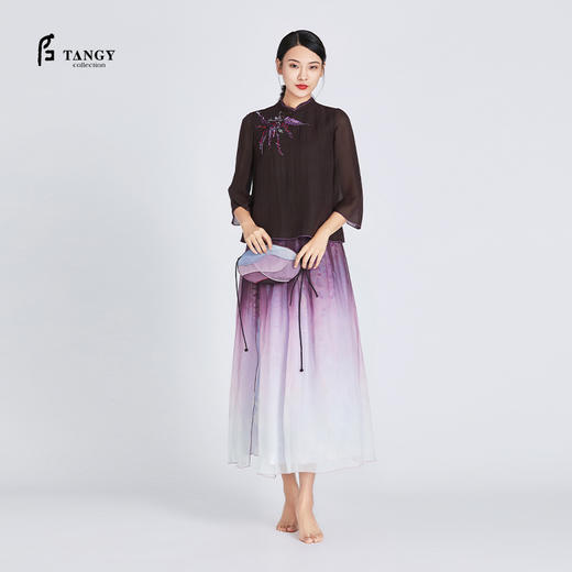 TANGY Collection/天意精品2021年夏季新品紫藤系列雪纺莨绣花上衣 商品图0