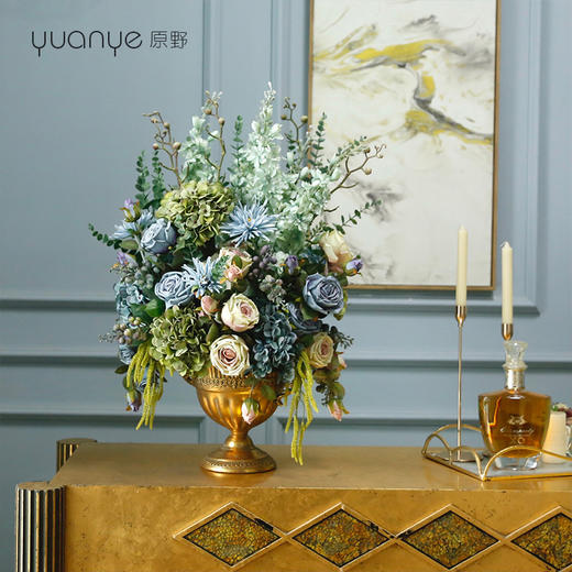 欧式美式轻奢仿真花假花摆件酒店前台别墅玄关边几装饰花摆设 商品图1