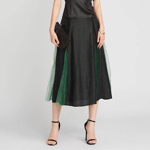 TANGY Collection/天意精品2021年春夏新品真丝收腰莨绸拼纱半裙 商品图2