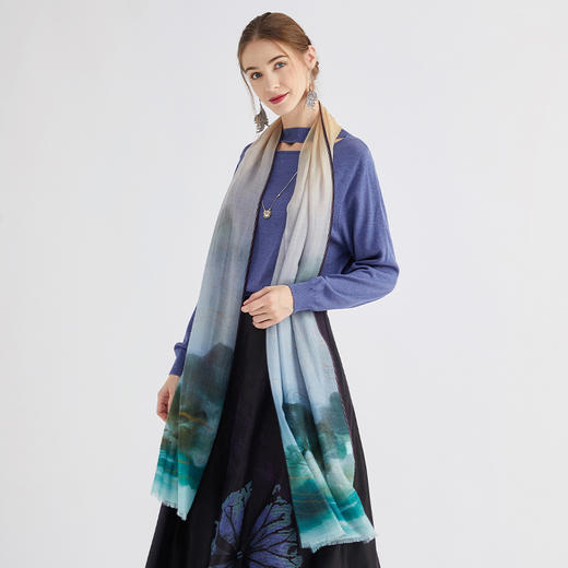 TANGY Collection/天意精品暮禅系列羊绒印花围巾 商品图1