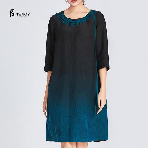 TANGY Collection/天意精品春夏新品香云纱真丝莨绸渐变吊染连衣裙 商品图3