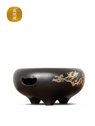 莺歌烧黑底梅花大金大银松电陶炉 煮茶家用茶炉 铁壶银壶煮茶器泡茶电炉静音台式 商品图2