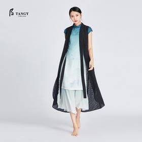 TANGY Collection/天意精品夏季新品雪傍系列提花莨弧形摆长马夹