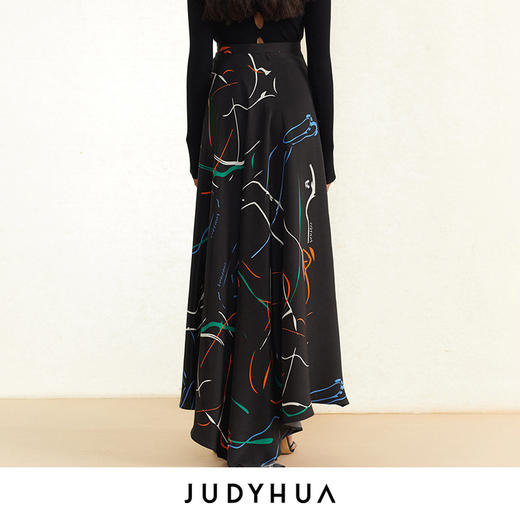 JUDYHUA 100%桑蚕丝印花半身裙 商品图2