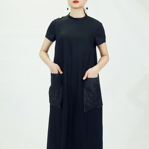 TANGY Collection/天意精品莨境系列莨绸拼接长连衣裙 商品图2