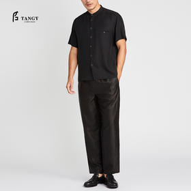 TANGY Collection/天意精品2021年春夏新品原创落肩袖莨绸短袖衬衫