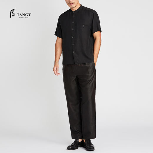 TANGY Collection/天意精品2021年春夏新品原创落肩袖莨绸短袖衬衫 商品图0