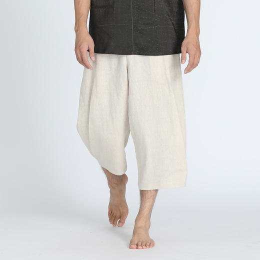 TANGY Collection/天意精品春夏新品男士休闲裤原色亚麻七分哈伦裤 商品图1