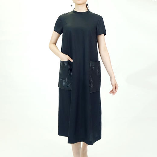 TANGY Collection/天意精品莨境系列莨绸拼接长连衣裙 商品图1