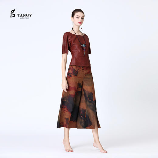 TANGY Collection/天意精品幻侠系列原创简约中式莨绸收腰T恤 商品图1