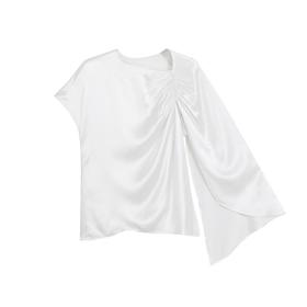 不对称抽褶上衣