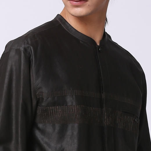 TANGY Collection/天意精品2021年春夏新品男士真丝拼撞莨绸衬衫 商品图2