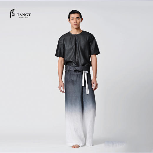 TANGY Collection/天意精品春夏款压褶设计真丝上衣莨绸短袖T恤 商品图0