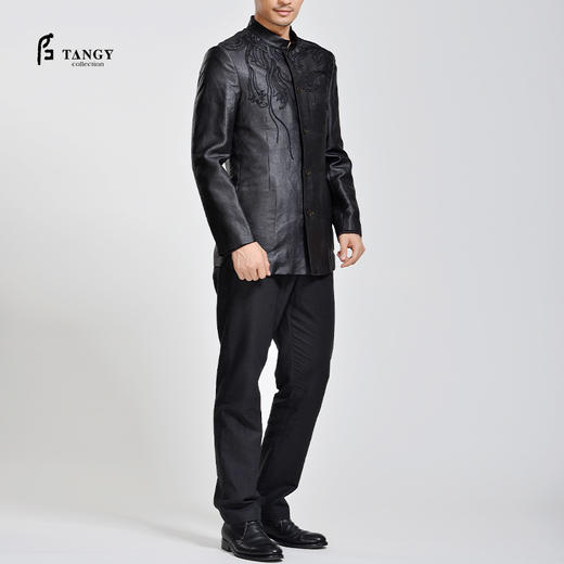 TANGY Collection/天意精品秋冬款天宫图系列莨绸绣花立领男士外套 商品图0