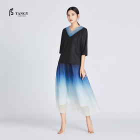 TANGY Collection/天意精品弹力莨柯纱线迹上衣