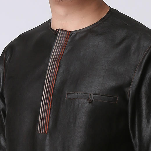 TANGY Collection/天意精品春夏新品原创设计真丝拼撞莨绸T恤男装 商品图2