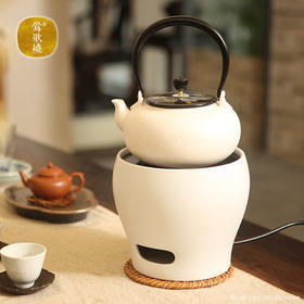 莺歌烧小素白风炉电陶炉煮茶家用茶炉 铁壶银壶泡茶专用陶炉素白风炉