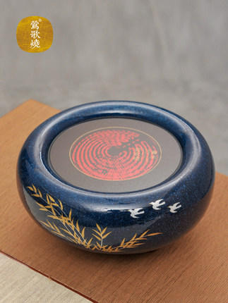 莺歌烧蓝底 飞鸟芦苇电陶炉煮茶家用茶炉 铁壶银壶煮茶器泡茶电炉 蓝色飞鸟 商品图1
