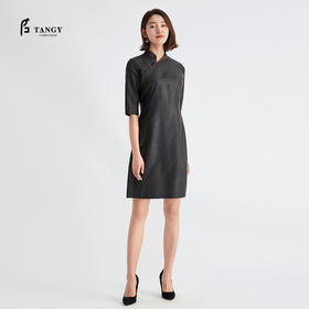 TANGY Collection/天意精品春夏新品香云纱中式旗袍真丝莨绸连衣裙