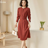 米思阳2026春季新款时尚气质复古中长款收腰显瘦长袖连衣裙女5706 商品缩略图0