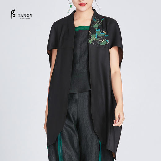 TANGY Collection/天意精品春秋新品莨愈系列真丝莨绸绣花风衣外套 商品图2
