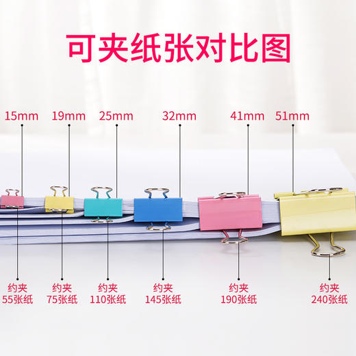 燕尾夹 办公用品 彩色金属 票据 夹小号 长尾夹  文具 大号夹子 长尾票夹 收纳 食品照片 创意试卷 铁夹 得力 商品图2