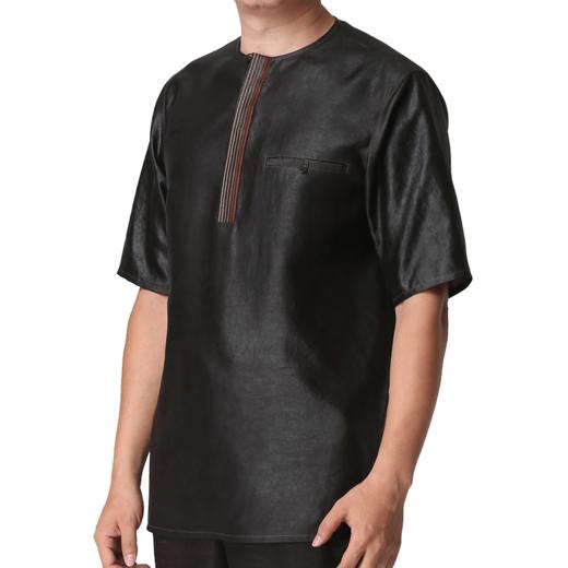 TANGY Collection/天意精品春夏新品原创设计真丝拼撞莨绸T恤男装 商品图4