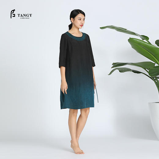 TANGY Collection/天意精品春夏新品香云纱真丝莨绸渐变吊染连衣裙 商品图1