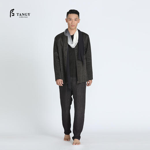 TANGY Collection/天意新品春秋款柞丝莨男士休闲夹克休闲外套 商品图0