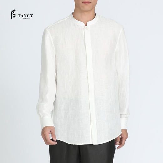 TANGY Collection/天意精品春夏新品中式立领男士麻粘长袖立领衬衫 商品图1