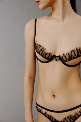 Her Senses｜极织 03-B023-YN  1/2杯 钢圈文胸 [ 黑 / 粉棕 ]